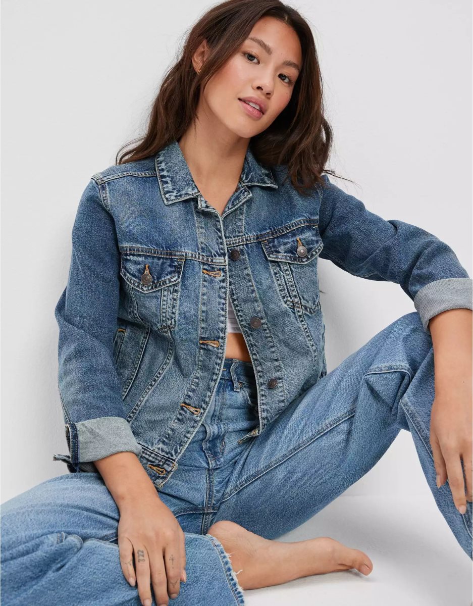 Vestes American Eagle AE Classiche Strigid Denim Lavage Femme | HSK-88162837